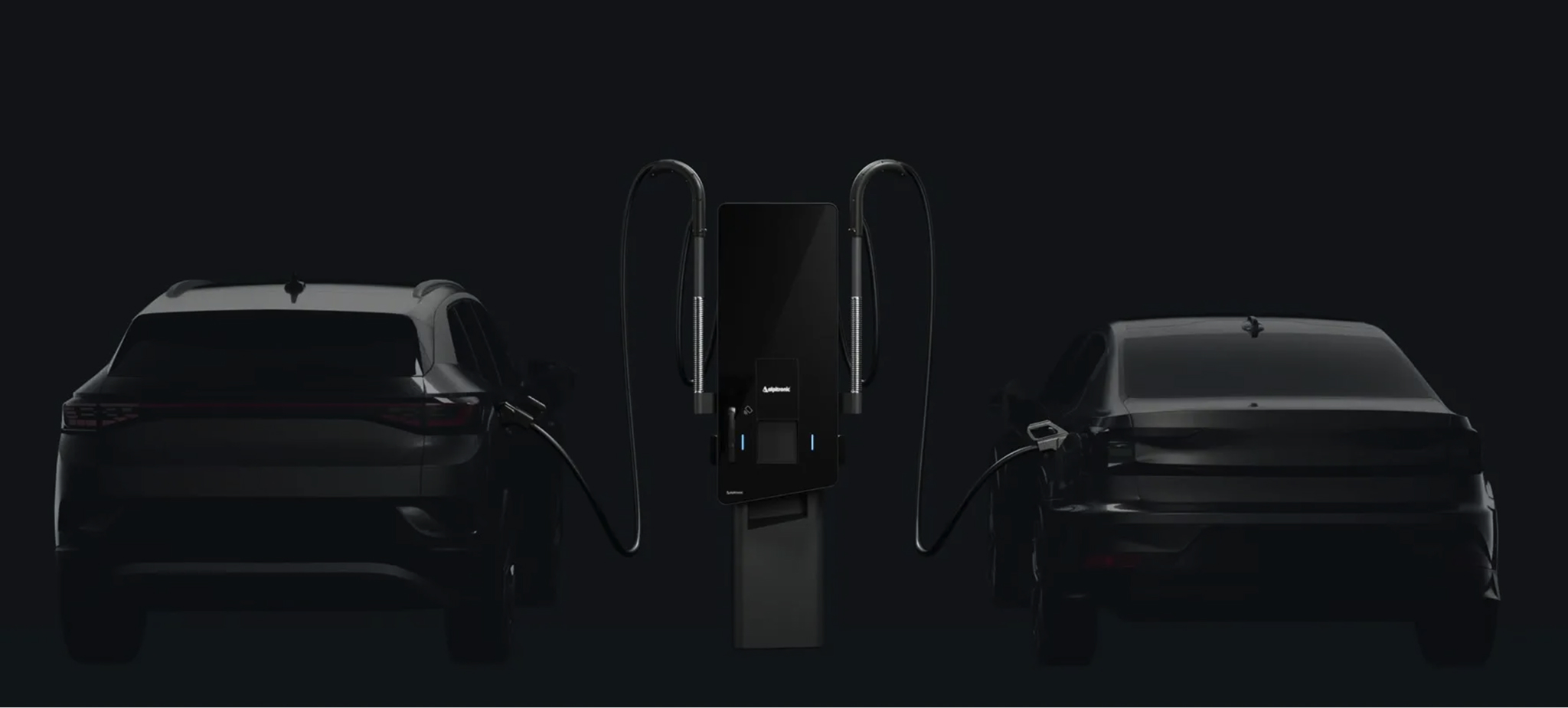 DC nabíjecí stanice Alpitronic HYC 50 kW pro nabíjení dvou elektromobilů současně.