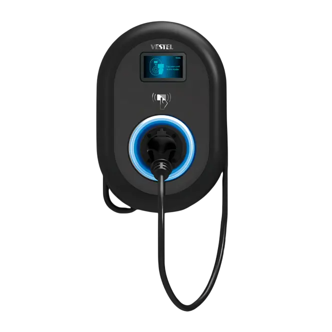 AC nab&iacute;ječka Vestel EVC04 Series pro pomal&eacute; nab&iacute;jen&iacute; elektromobilů.