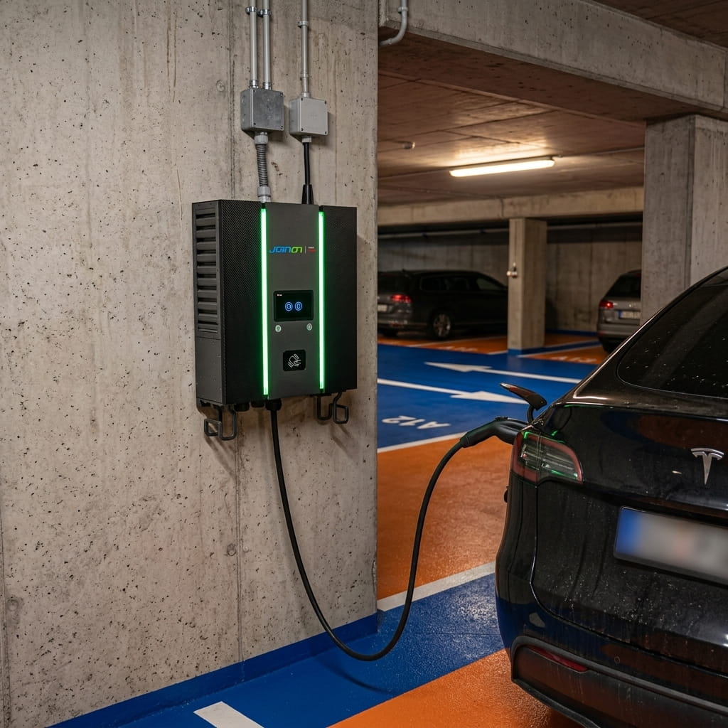 Dobíjení vozidla na nabíjecí stanici GEWISS I-FAST 30 kW